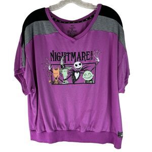 Disney Sleep Shirt Women’s Purple Black Nightmare Before Christmas Graphic XL